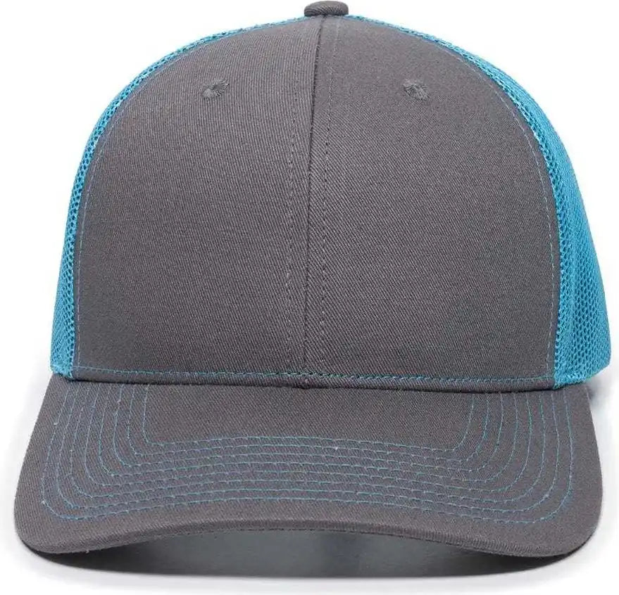 Oc Sports Oc771 Adjustable Mesh Back Cap - Charcoal Neon Blue - Dark Gray / 6 7/8’’ - 7 1/2’’