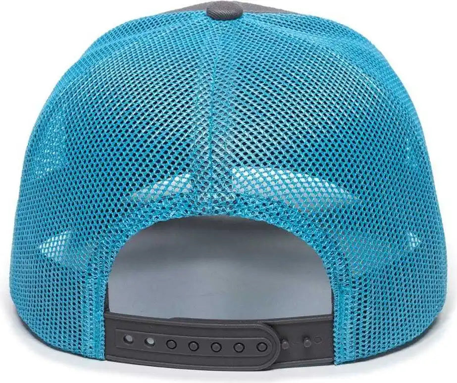 Oc Sports Oc771 Adjustable Mesh Back Cap - Charcoal Neon Blue - Dark Gray / 6 7/8’’ - 7 1/2’’