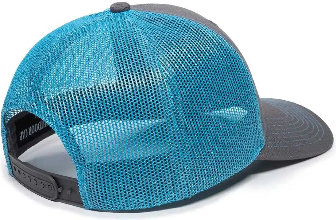 Oc Sports Oc771 Adjustable Mesh Back Cap - Charcoal Neon Blue - Dark Gray / 6 7/8’’ - 7 1/2’’