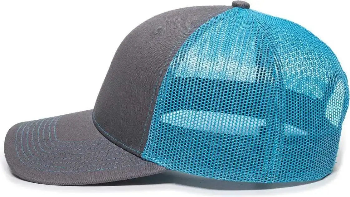 Oc Sports Oc771 Adjustable Mesh Back Cap - Charcoal Neon Blue - Dark Gray / 6 7/8’’ - 7 1/2’’