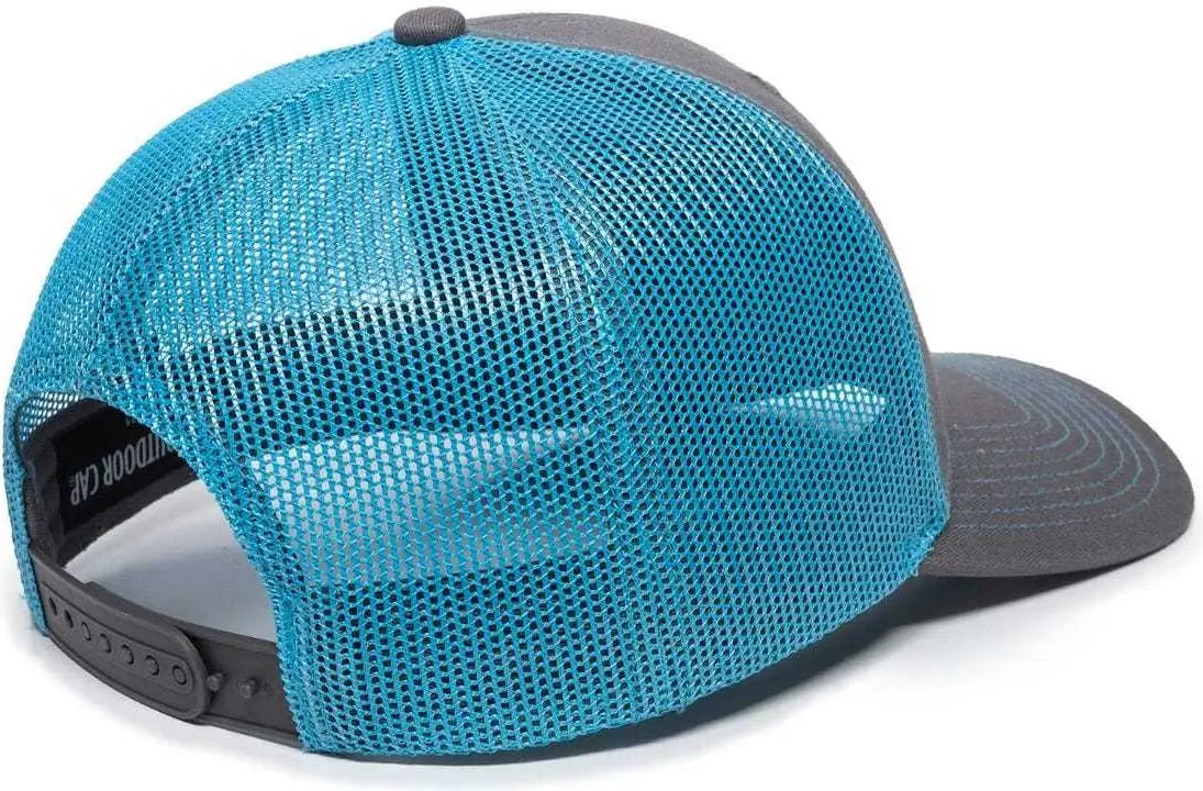 Oc Sports Oc771 Adjustable Mesh Back Cap - Charcoal Neon Blue - Dark Gray / 6 7/8’’ - 7 1/2’’