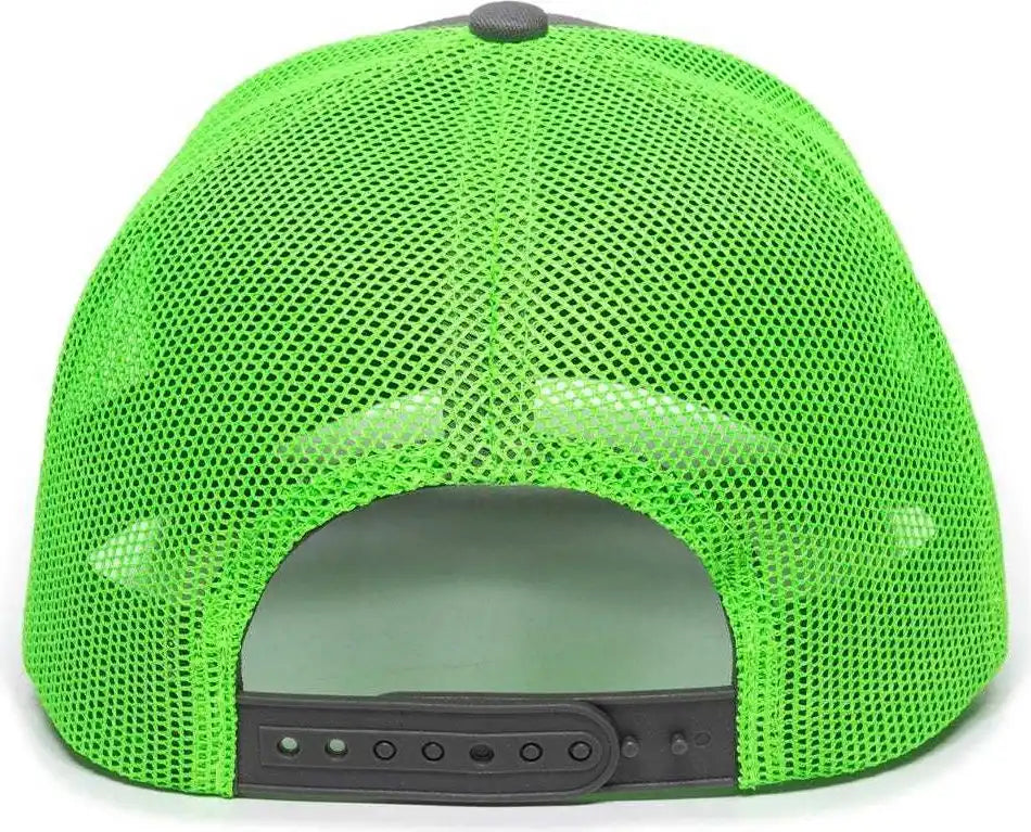 Oc Sports Oc771 Adjustable Mesh Back Cap - Charcoal Neon Green - Dark Gray / 6 7/8’’ - 7 1/2’’