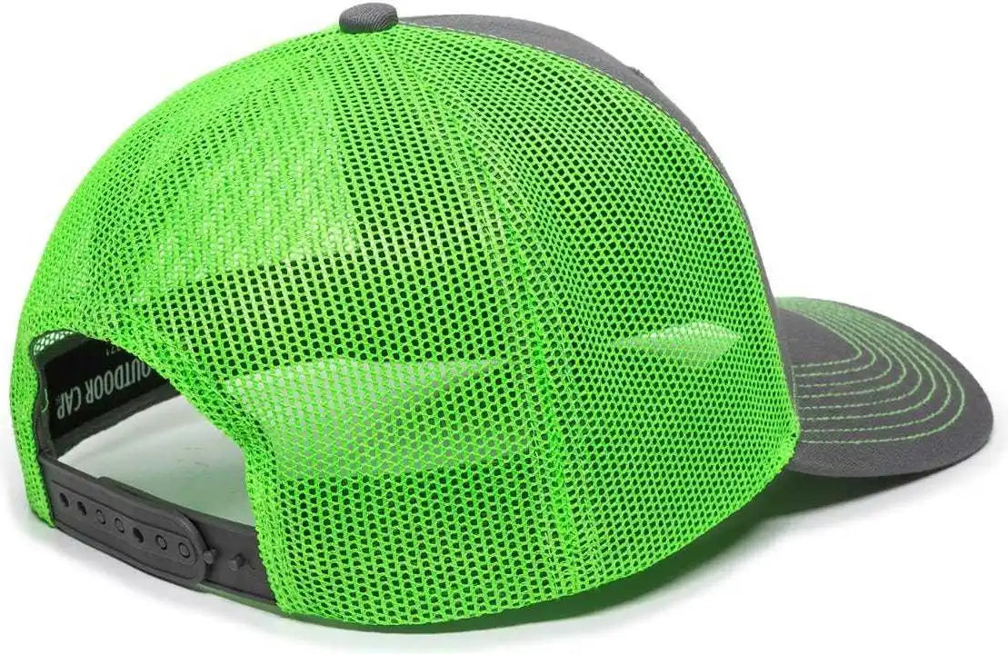 Oc Sports Oc771 Adjustable Mesh Back Cap - Charcoal Neon Green - Dark Gray / 6 7/8’’ - 7 1/2’’