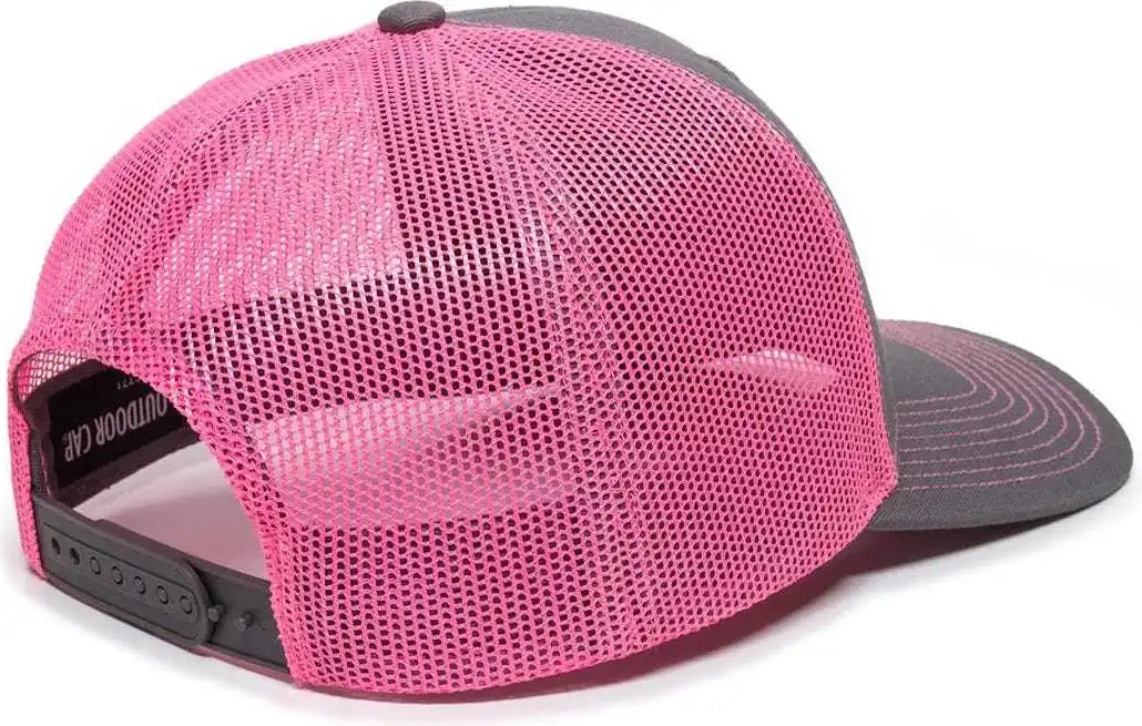 Oc Sports Oc771 Adjustable Mesh Back Cap - Charcoal Neon Pink - Dark Gray / 6 7/8’’ - 7 1/2’’