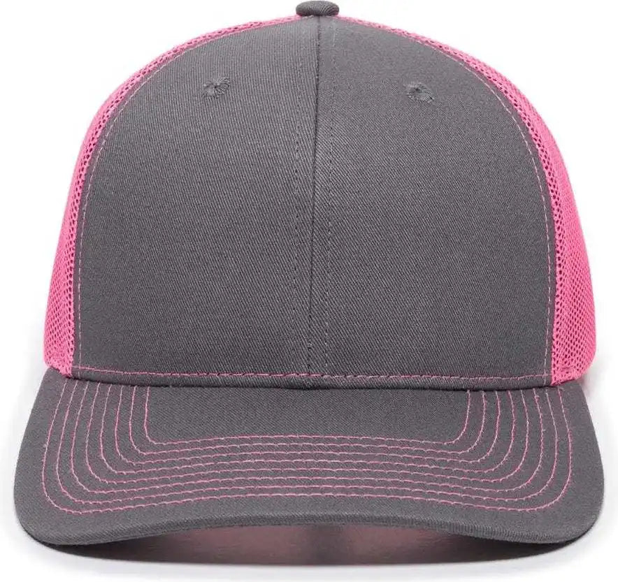 Oc Sports Oc771 Adjustable Mesh Back Cap - Charcoal Neon Pink - Dark Gray / 6 7/8’’ - 7 1/2’’