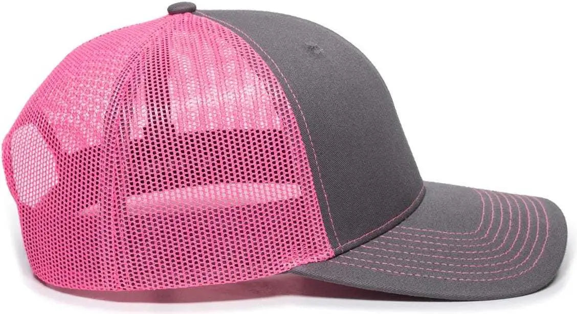 Oc Sports Oc771 Adjustable Mesh Back Cap - Charcoal Neon Pink - Dark Gray / 6 7/8’’ - 7 1/2’’