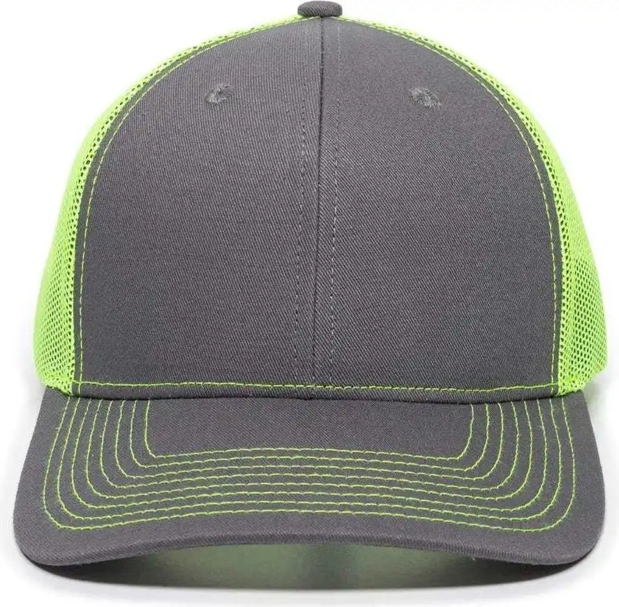 Oc Sports Oc771 Adjustable Mesh Back Cap - Charcoal Neon Yellow - Dark Gray Lime / 6 7/8’’ - 7 1/2’’
