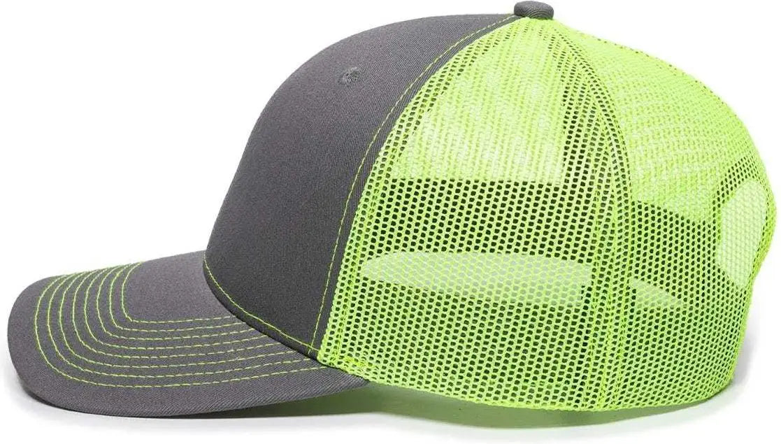 Oc Sports Oc771 Adjustable Mesh Back Cap - Charcoal Neon Yellow