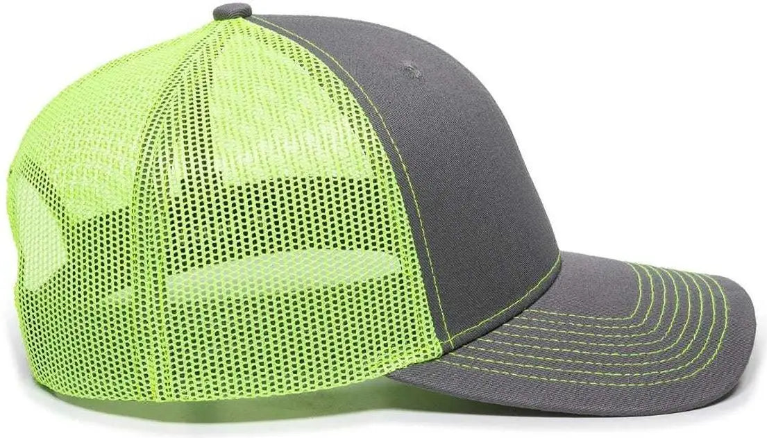 Oc Sports Oc771 Adjustable Mesh Back Cap - Charcoal Neon Yellow