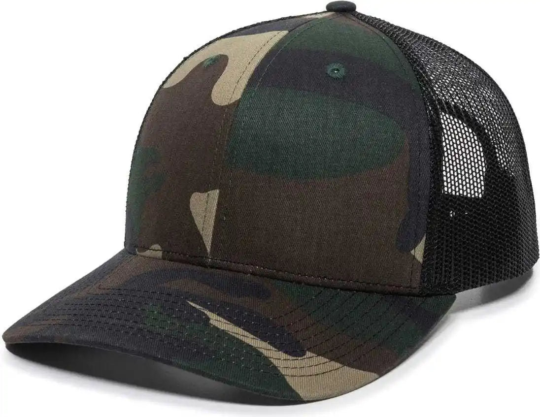Oc Sports Oc771 Adjustable Mesh Back Cap - Generic Camo Black - Green / 6 7/8’’ - 7 1/2’’