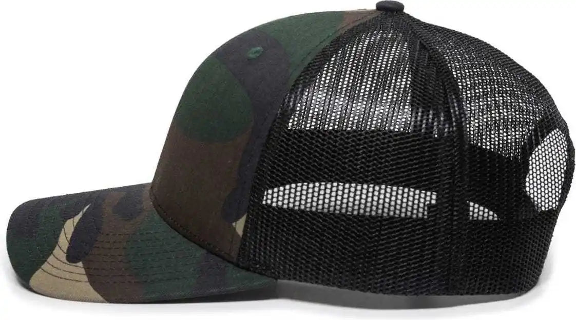 Oc Sports Oc771 Adjustable Mesh Back Cap - Generic Camo Black - Green / 6 7/8’’ - 7 1/2’’
