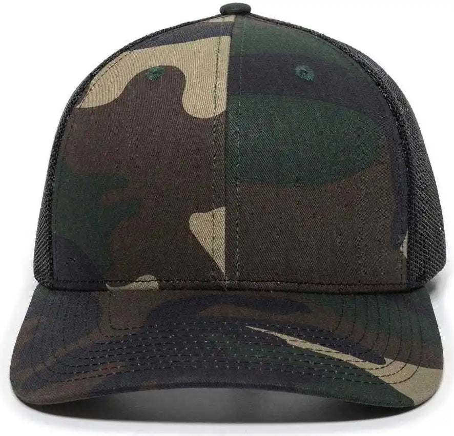 Oc Sports Oc771 Adjustable Mesh Back Cap - Generic Camo Black - Green / 6 7/8’’ - 7 1/2’’