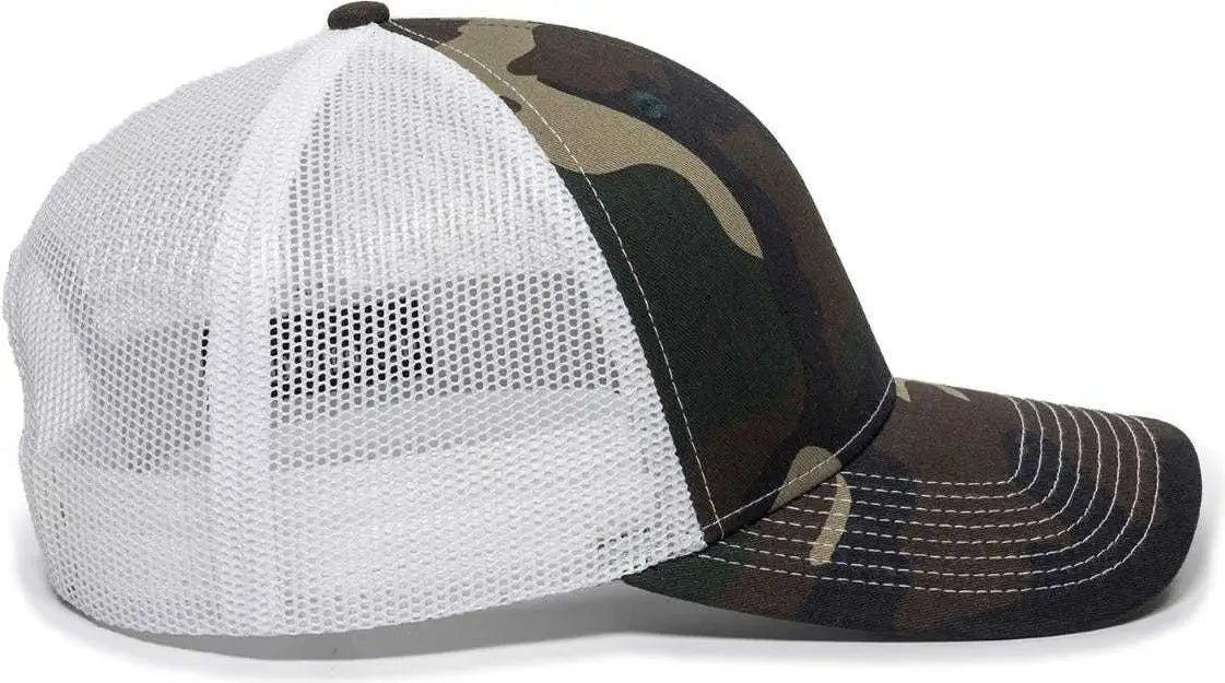 Oc Sports Oc771 Adjustable Mesh Back Cap - Generic Camo White - Green / 6 7/8’’ - 7 1/2’’