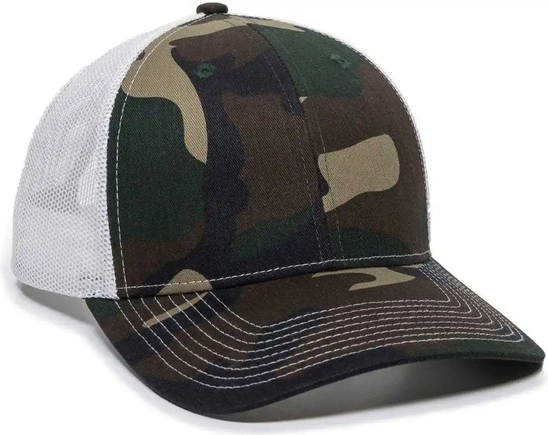 Oc Sports Oc771 Adjustable Mesh Back Cap - Generic Camo White - Green / 6 7/8’’ - 7 1/2’’
