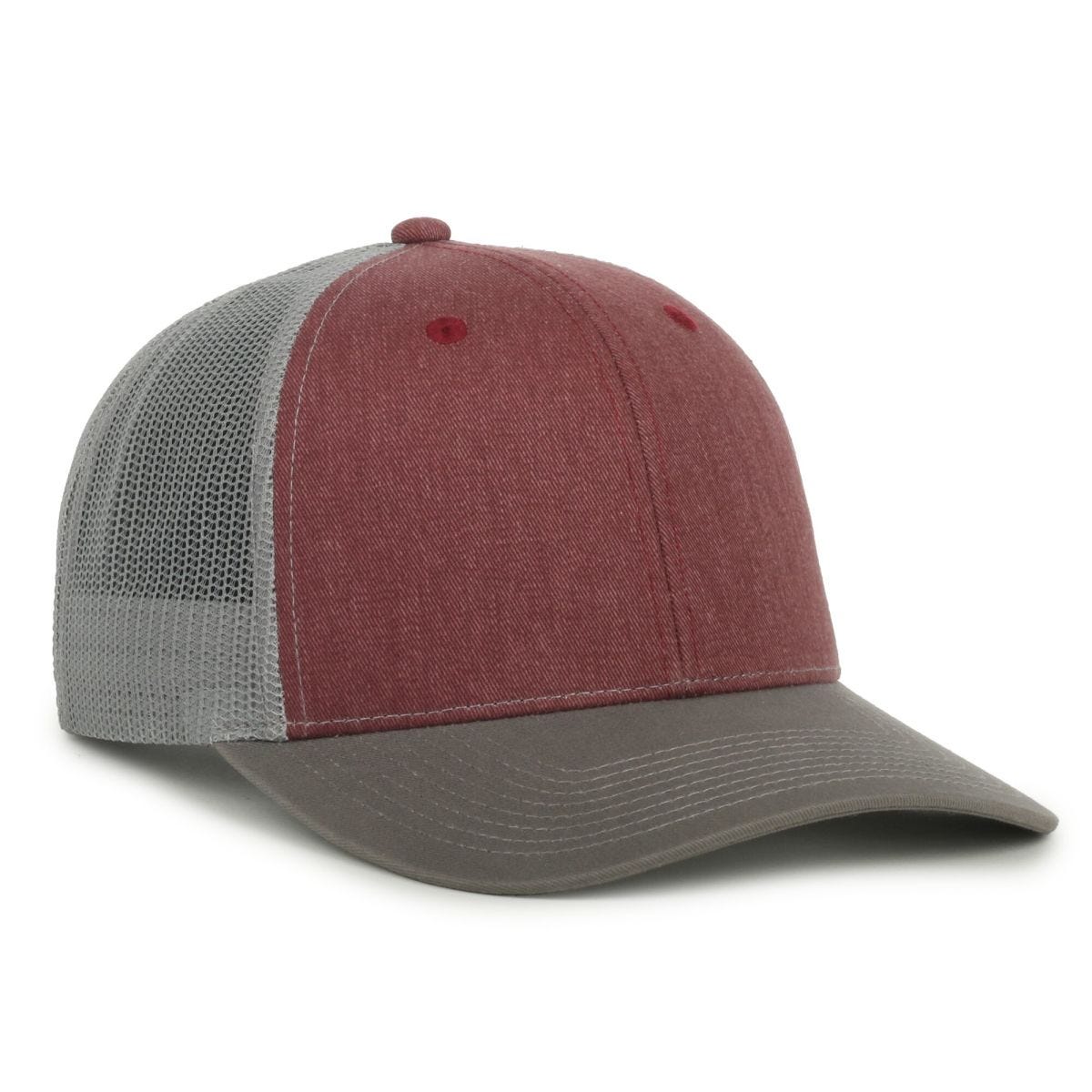 Oc Sports Oc771 Adjustable Mesh Back Cap - Heathered Cardinal Light Grey Charcoal