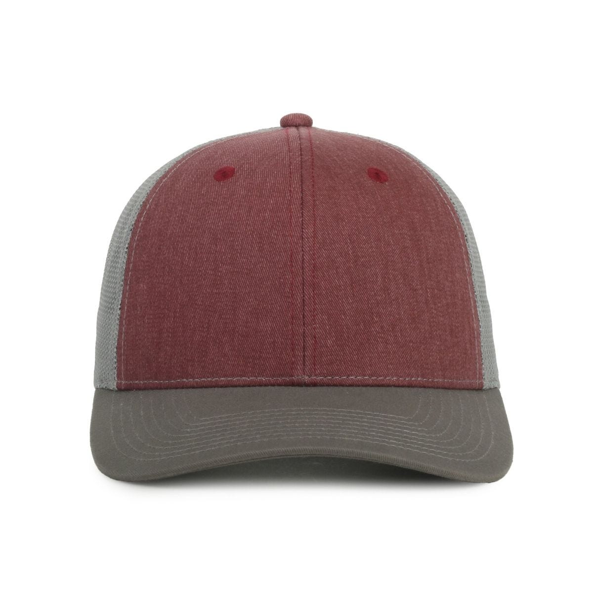 Oc Sports Oc771 Adjustable Mesh Back Cap - Heathered Cardinal Light Grey Charcoal