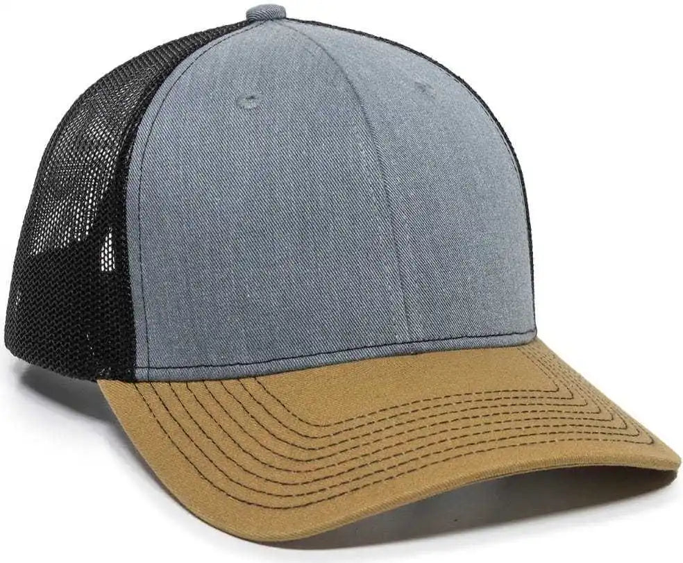 Oc Sports Oc771 Adjustable Mesh Back Cap - Heathered Gray Black Old Gold - 6 7/8’’ - 7 1/2’’
