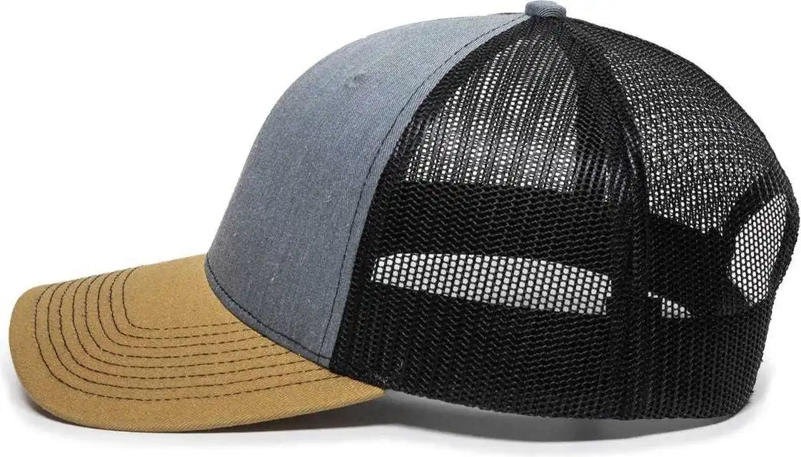 Oc Sports Oc771 Adjustable Mesh Back Cap - Heathered Gray Black Old Gold - 6 7/8’’ - 7 1/2’’