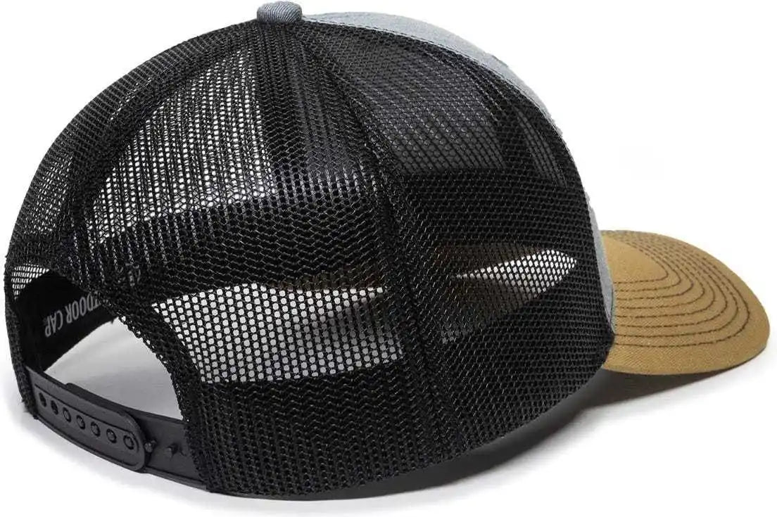 Oc Sports Oc771 Adjustable Mesh Back Cap - Heathered Gray Black Old Gold - 6 7/8’’ - 7 1/2’’