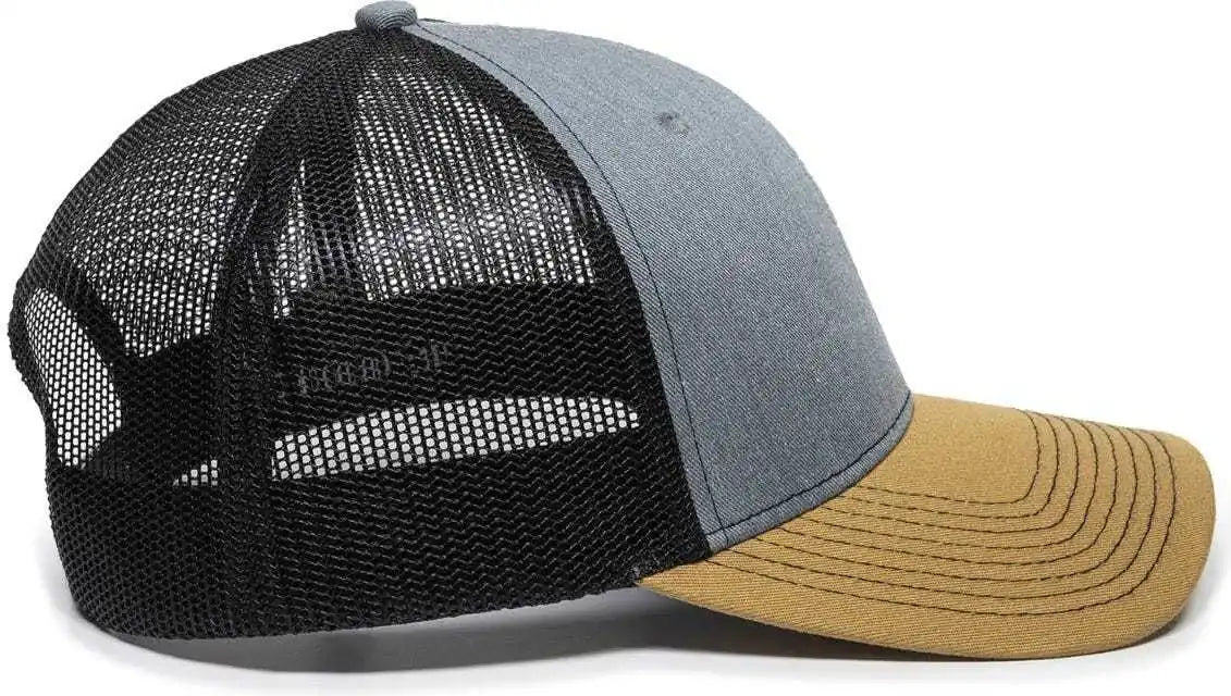 Oc Sports Oc771 Adjustable Mesh Back Cap - Heathered Gray Black Old Gold - 6 7/8’’ - 7 1/2’’