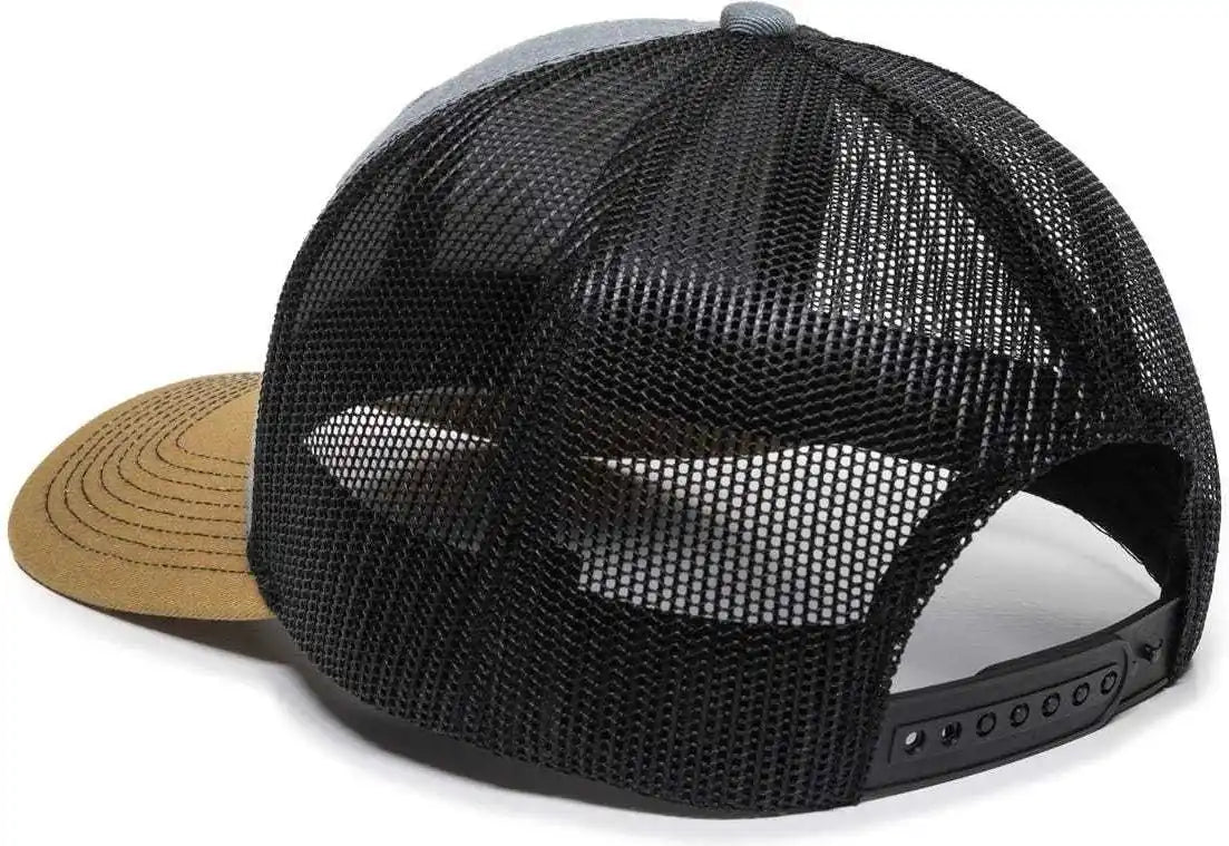 Oc Sports Oc771 Adjustable Mesh Back Cap - Heathered Gray Black Old Gold - 6 7/8’’ - 7 1/2’’