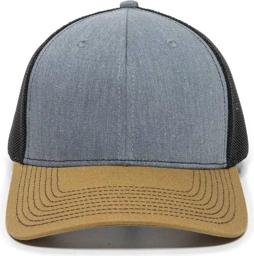 Oc Sports Oc771 Adjustable Mesh Back Cap - Heathered Gray Black Old Gold - 6 7/8’’ - 7 1/2’’