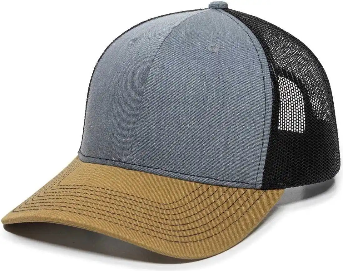 Oc Sports Oc771 Adjustable Mesh Back Cap - Heathered Gray Black Old Gold - 6 7/8’’ - 7 1/2’’