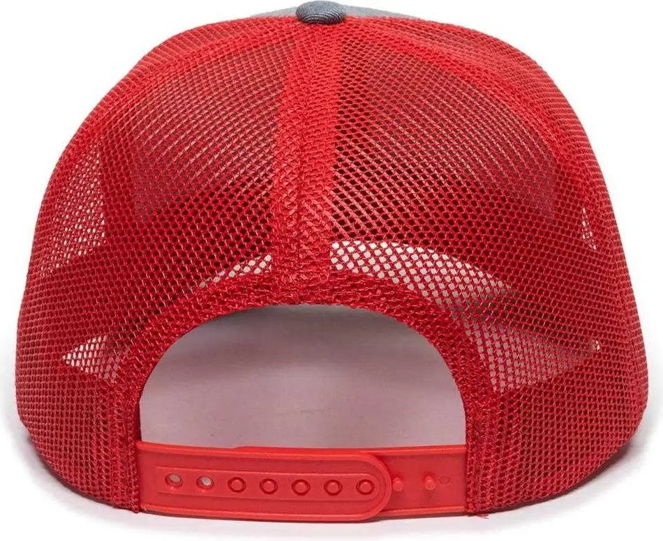 Oc Sports Oc771 Adjustable Mesh Back Cap - Heathered Gray Red - 6 7/8’’ - 7 1/2’’