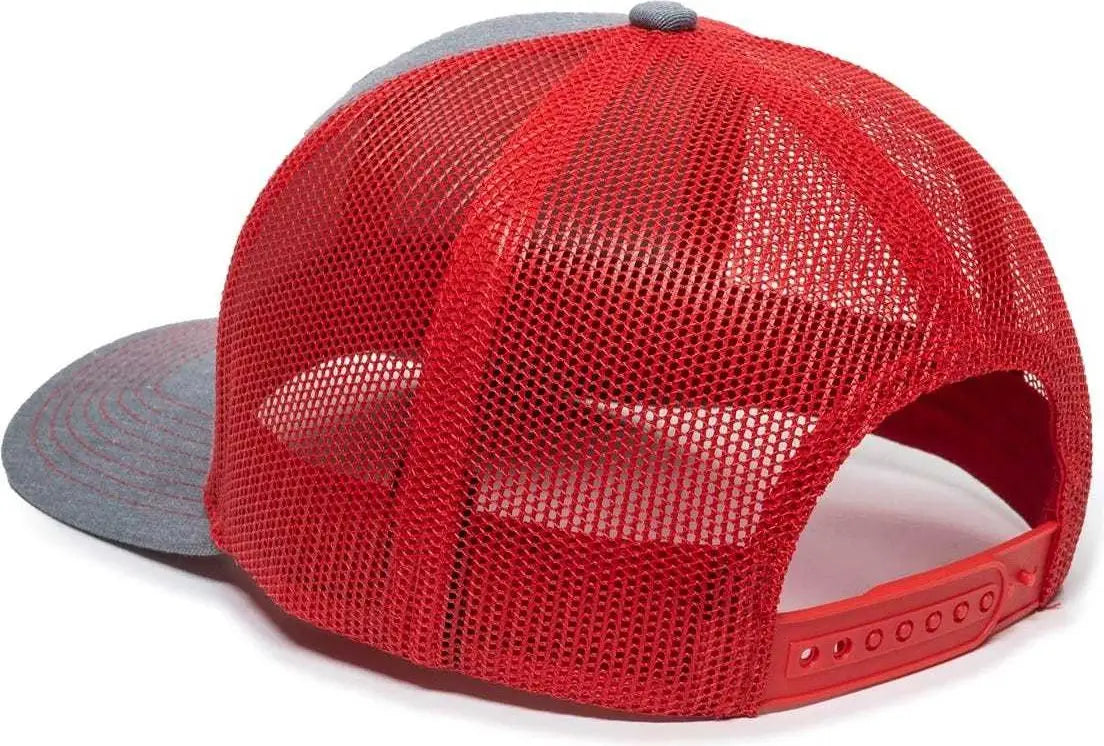 Oc Sports Oc771 Adjustable Mesh Back Cap - Heathered Gray Red - 6 7/8’’ - 7 1/2’’