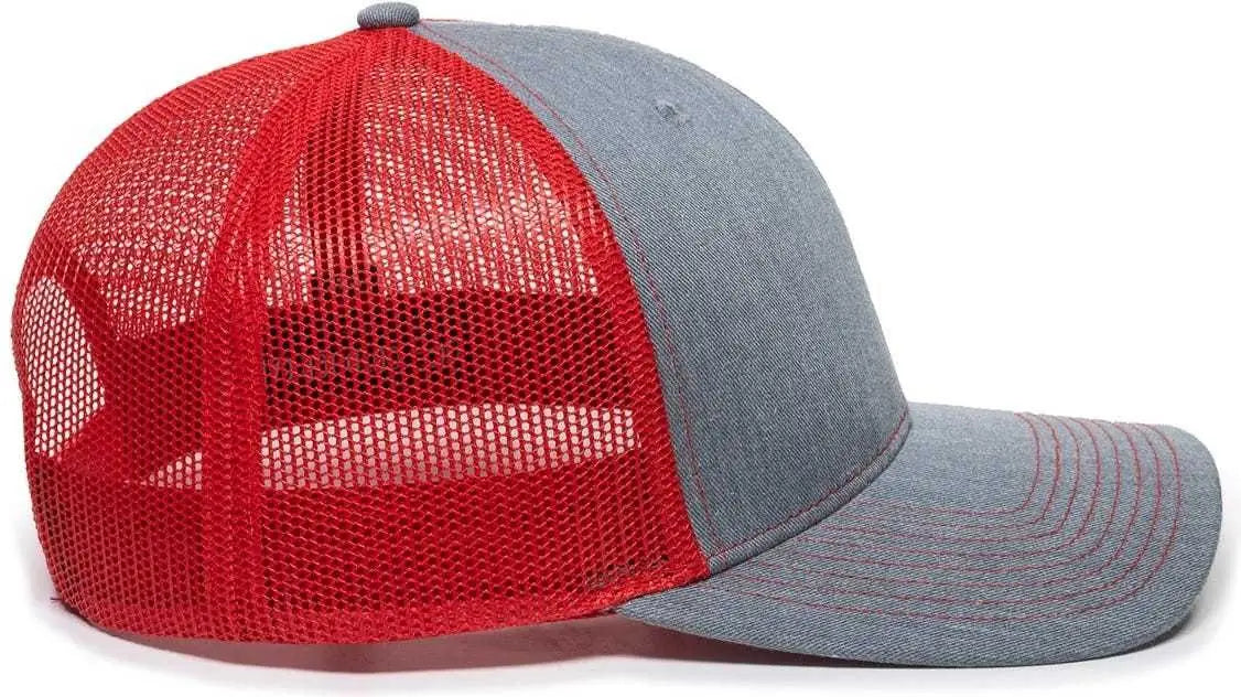 Oc Sports Oc771 Adjustable Mesh Back Cap - Heathered Gray Red - 6 7/8’’ - 7 1/2’’