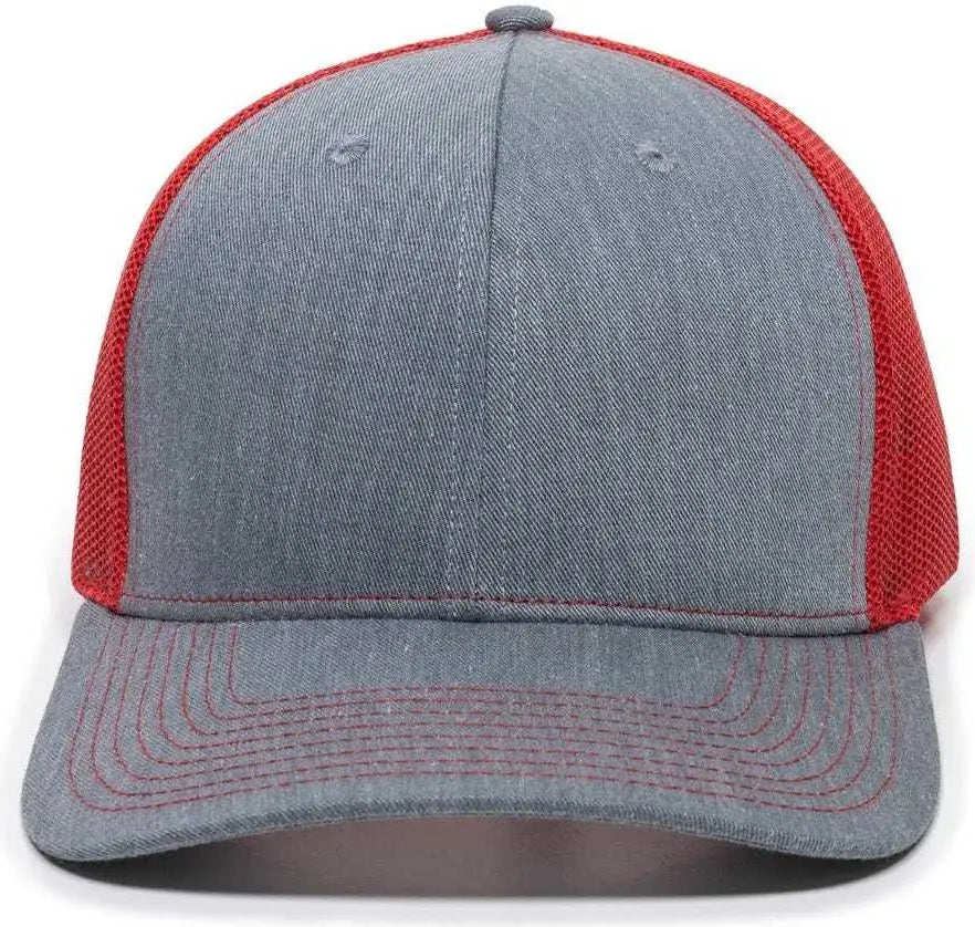 Oc Sports Oc771 Adjustable Mesh Back Cap - Heathered Gray Red - 6 7/8’’ - 7 1/2’’