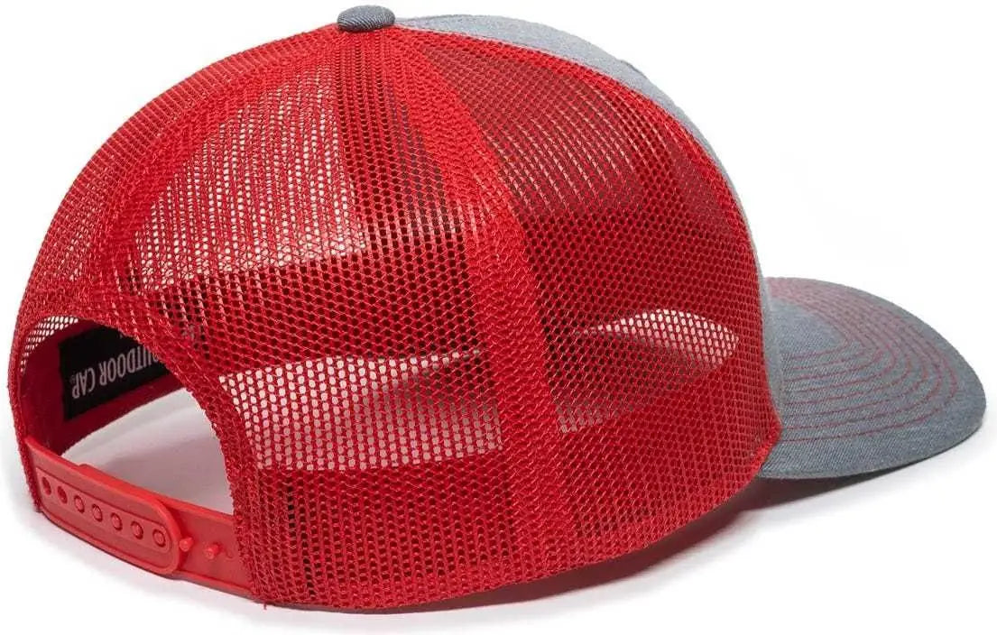 Oc Sports Oc771 Adjustable Mesh Back Cap - Heathered Gray Red - 6 7/8’’ - 7 1/2’’