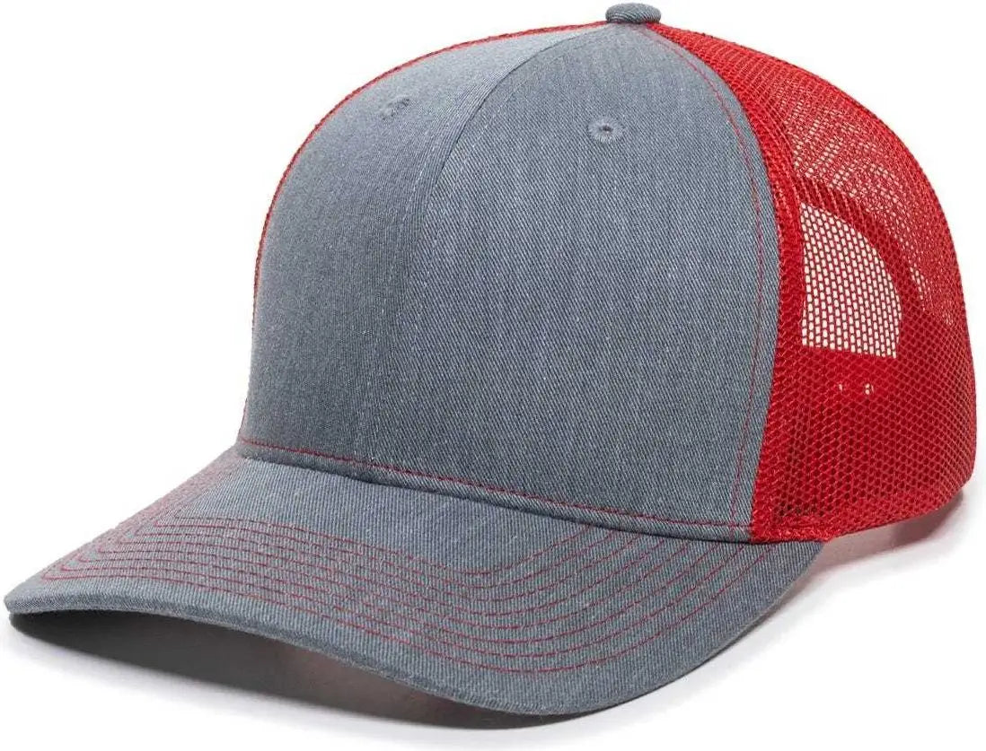 Oc Sports Oc771 Adjustable Mesh Back Cap - Heathered Gray Red - 6 7/8’’ - 7 1/2’’