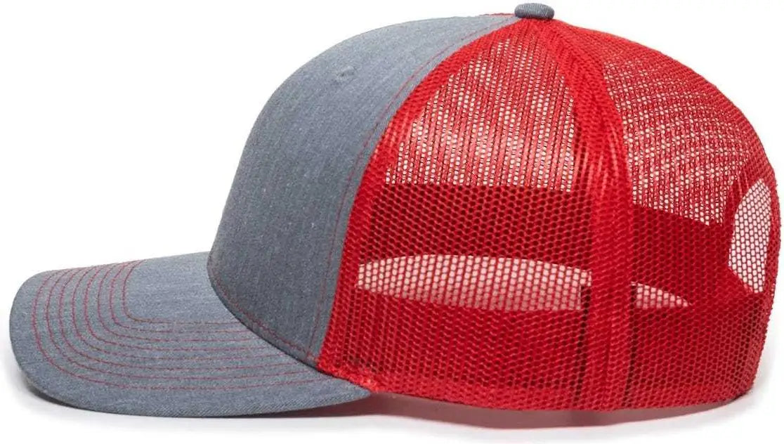 Oc Sports Oc771 Adjustable Mesh Back Cap - Heathered Gray Red - 6 7/8’’ - 7 1/2’’