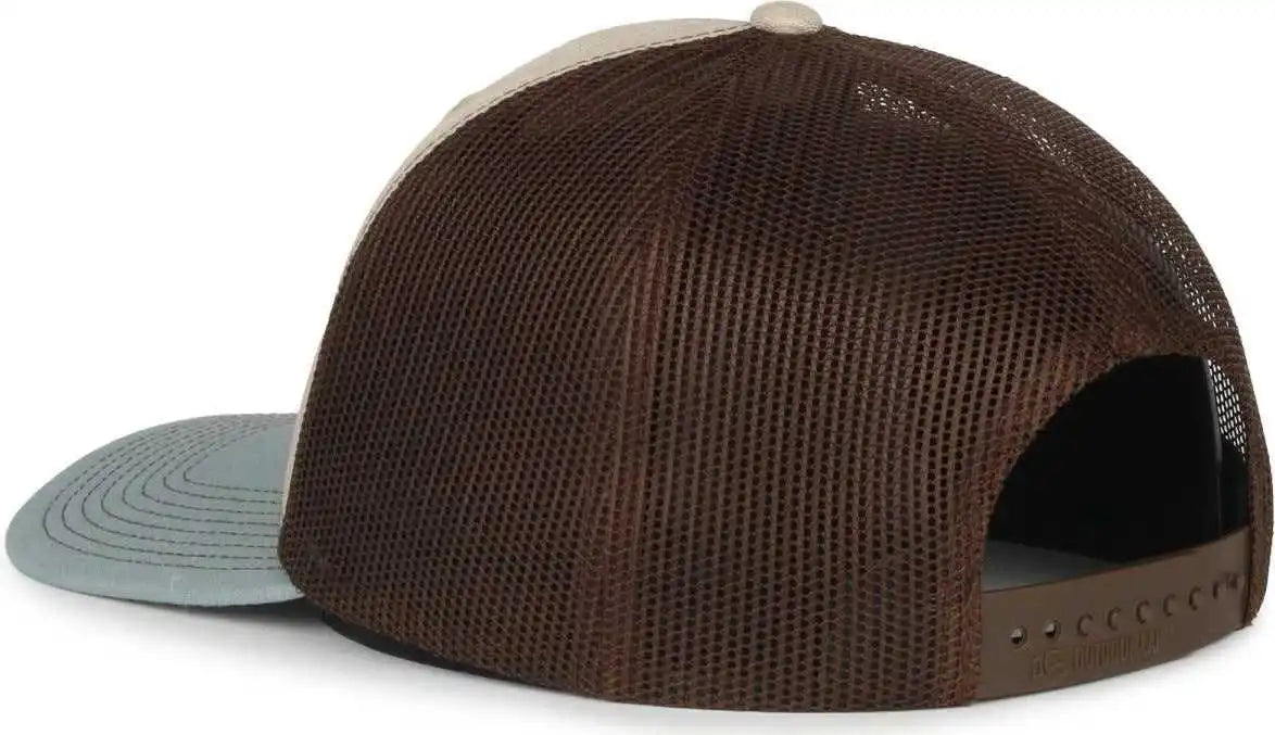 Oc Sports Oc771 Adjustable Mesh Back Cap - Heathered Stone Brown Ln Ocean Blue - Osfm