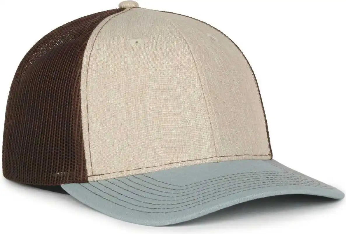 Oc Sports Oc771 Adjustable Mesh Back Cap - Heathered Stone Brown Ln Ocean Blue - Osfm