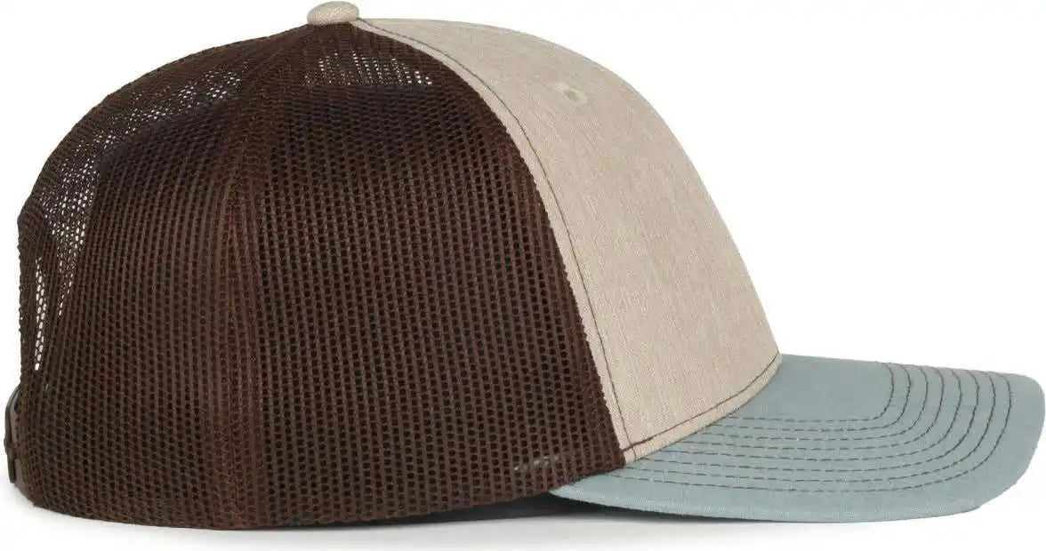 Oc Sports Oc771 Adjustable Mesh Back Cap - Heathered Stone Brown Ln Ocean Blue - Osfm