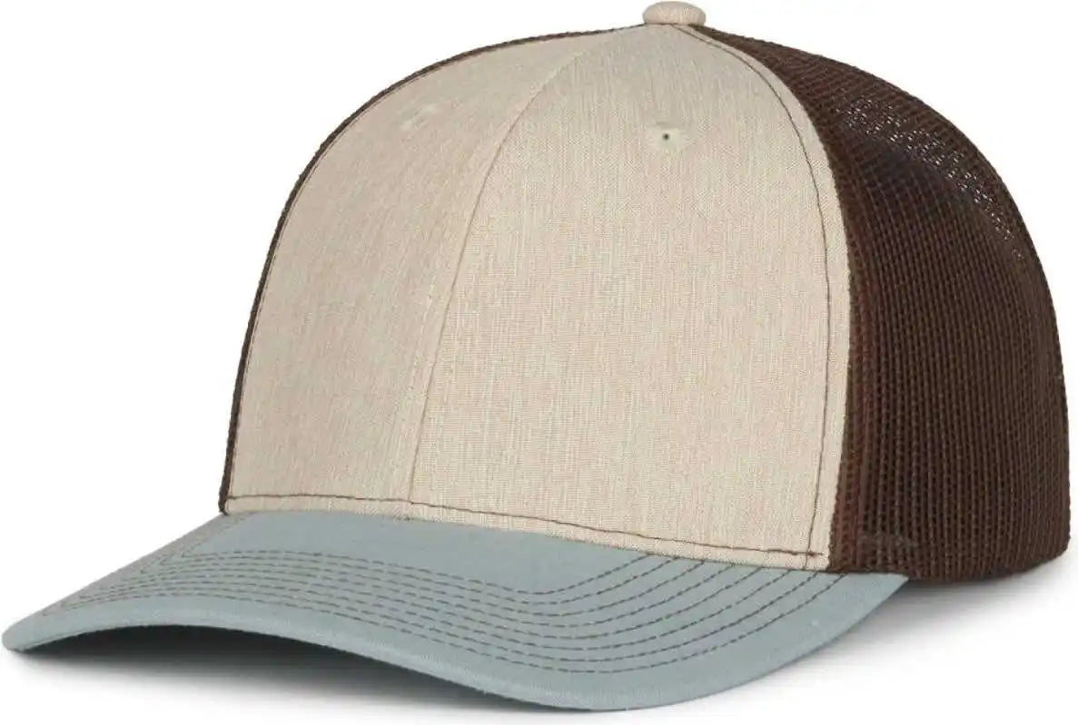 Oc Sports Oc771 Adjustable Mesh Back Cap - Heathered Stone Brown Ln Ocean Blue - Osfm