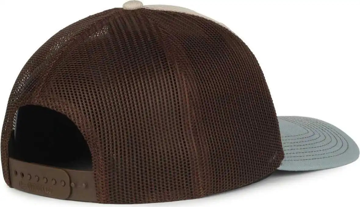 Oc Sports Oc771 Adjustable Mesh Back Cap - Heathered Stone Brown Ln Ocean Blue - Osfm