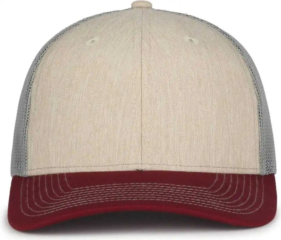 Oc Sports Oc771 Adjustable Mesh Back Cap - Heathered Stone Gray Maroon - Osfm