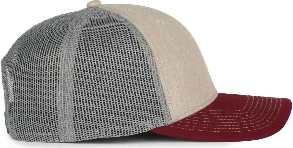Oc Sports Oc771 Adjustable Mesh Back Cap - Heathered Stone Gray Maroon - Osfm