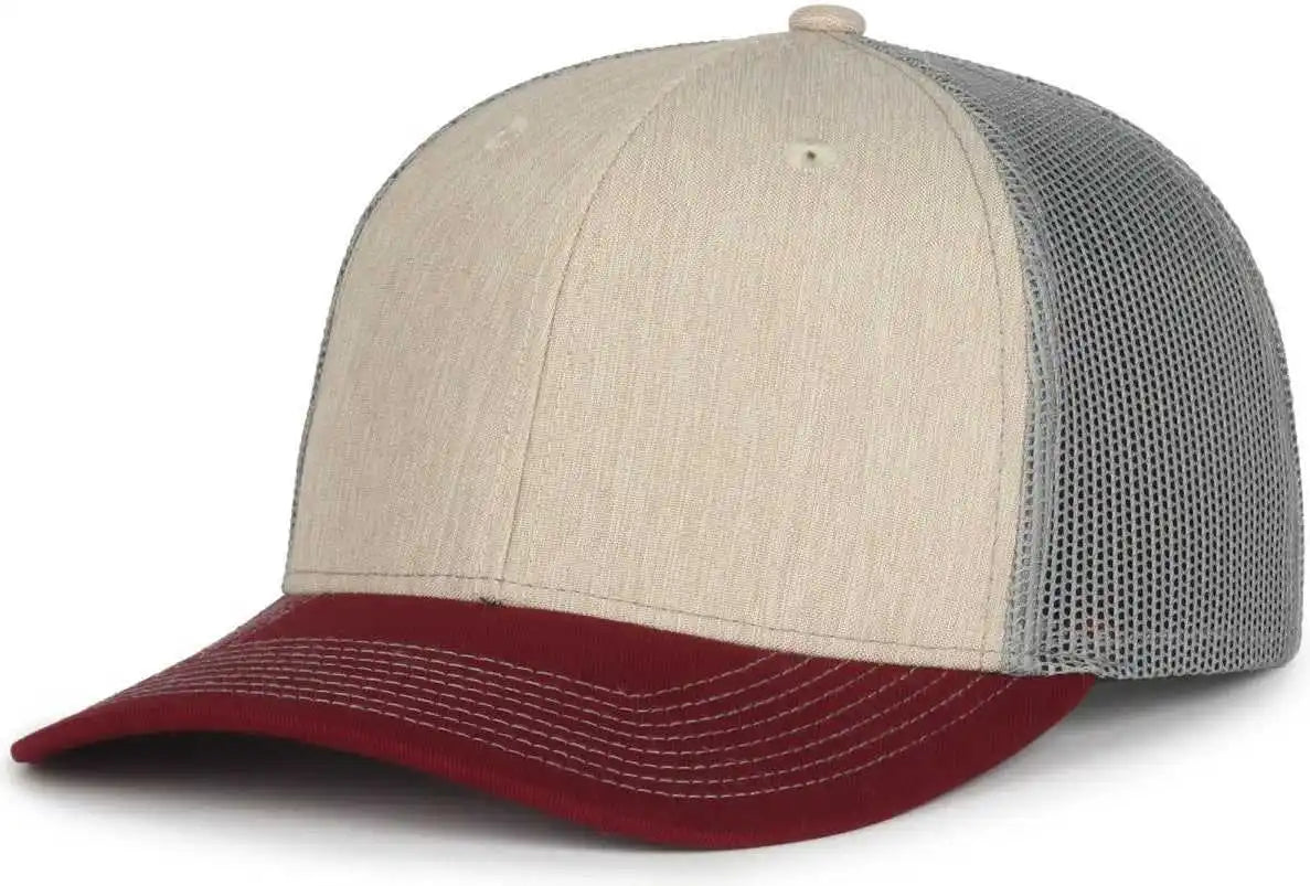 Oc Sports Oc771 Adjustable Mesh Back Cap - Heathered Stone Gray Maroon - Osfm