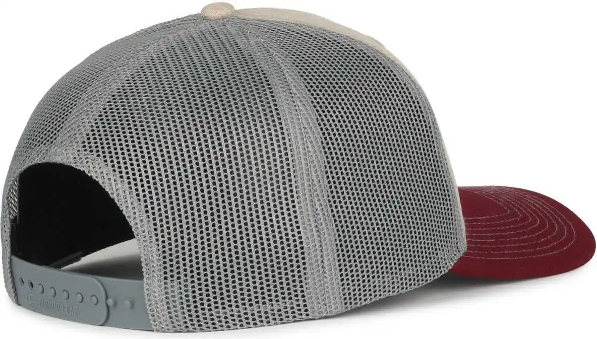 Oc Sports Oc771 Adjustable Mesh Back Cap - Heathered Stone Gray Maroon - Osfm