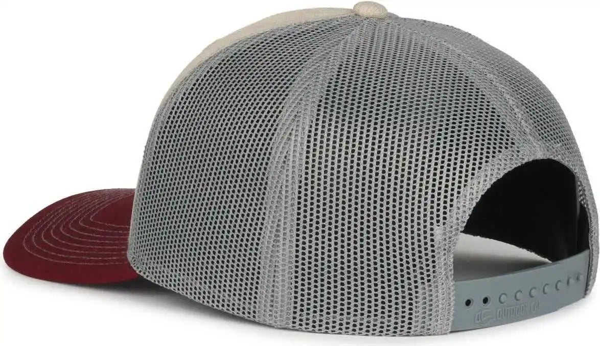 Oc Sports Oc771 Adjustable Mesh Back Cap - Heathered Stone Gray Maroon - Osfm
