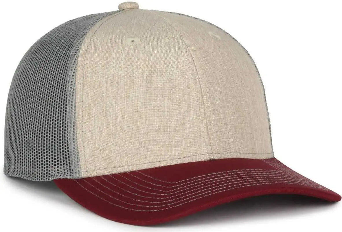 Oc Sports Oc771 Adjustable Mesh Back Cap - Heathered Stone Gray Maroon - Osfm