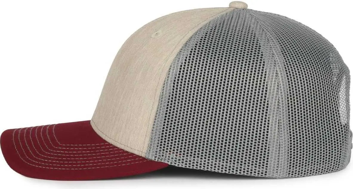 Oc Sports Oc771 Adjustable Mesh Back Cap - Heathered Stone Gray Maroon - Osfm