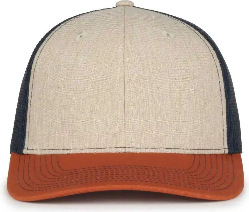 Oc Sports Oc771 Adjustable Mesh Back Cap Heathered Stone Navy Rust / Osfm