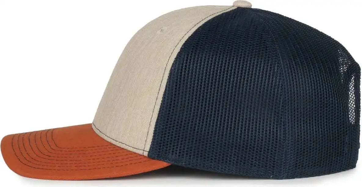 Oc Sports Oc771 Adjustable Mesh Back Cap Heathered Stone Navy Rust / Osfm