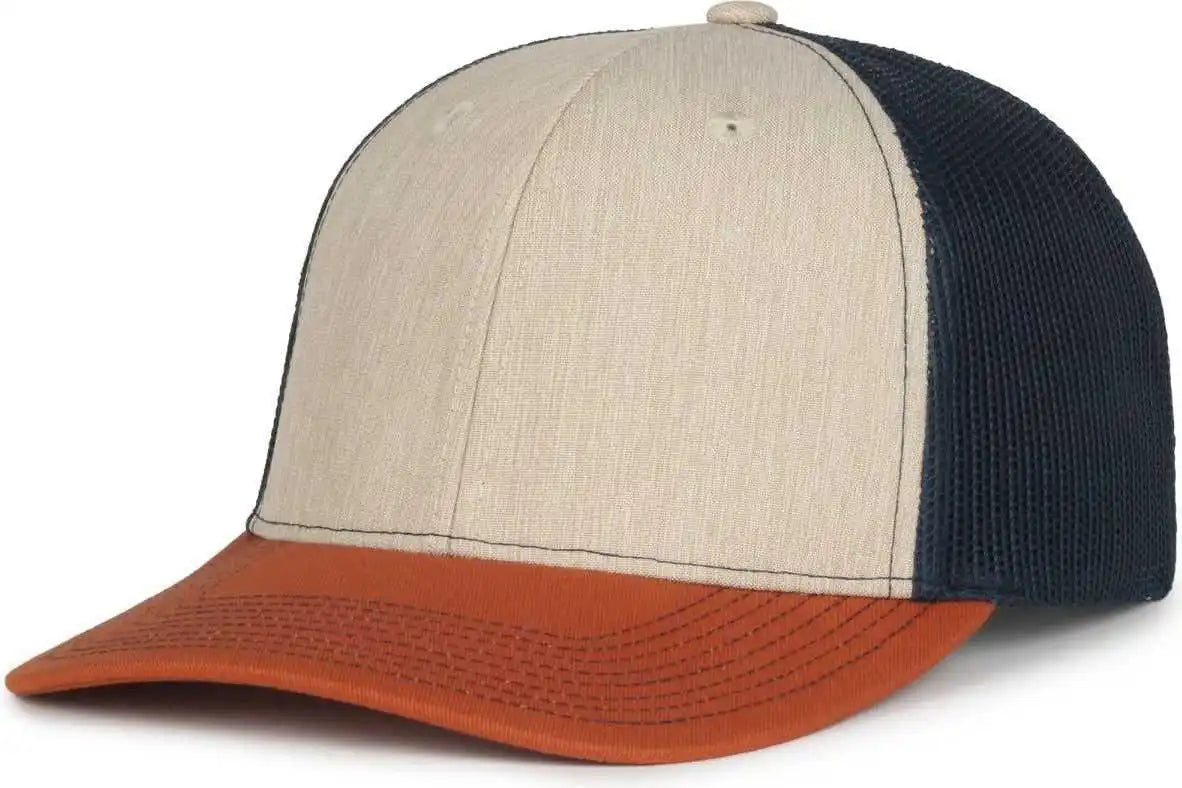 Oc Sports Oc771 Adjustable Mesh Back Cap Heathered Stone Navy Rust / Osfm