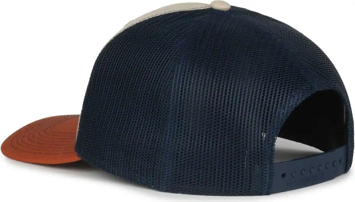 Oc Sports Oc771 Adjustable Mesh Back Cap Heathered Stone Navy Rust / Osfm